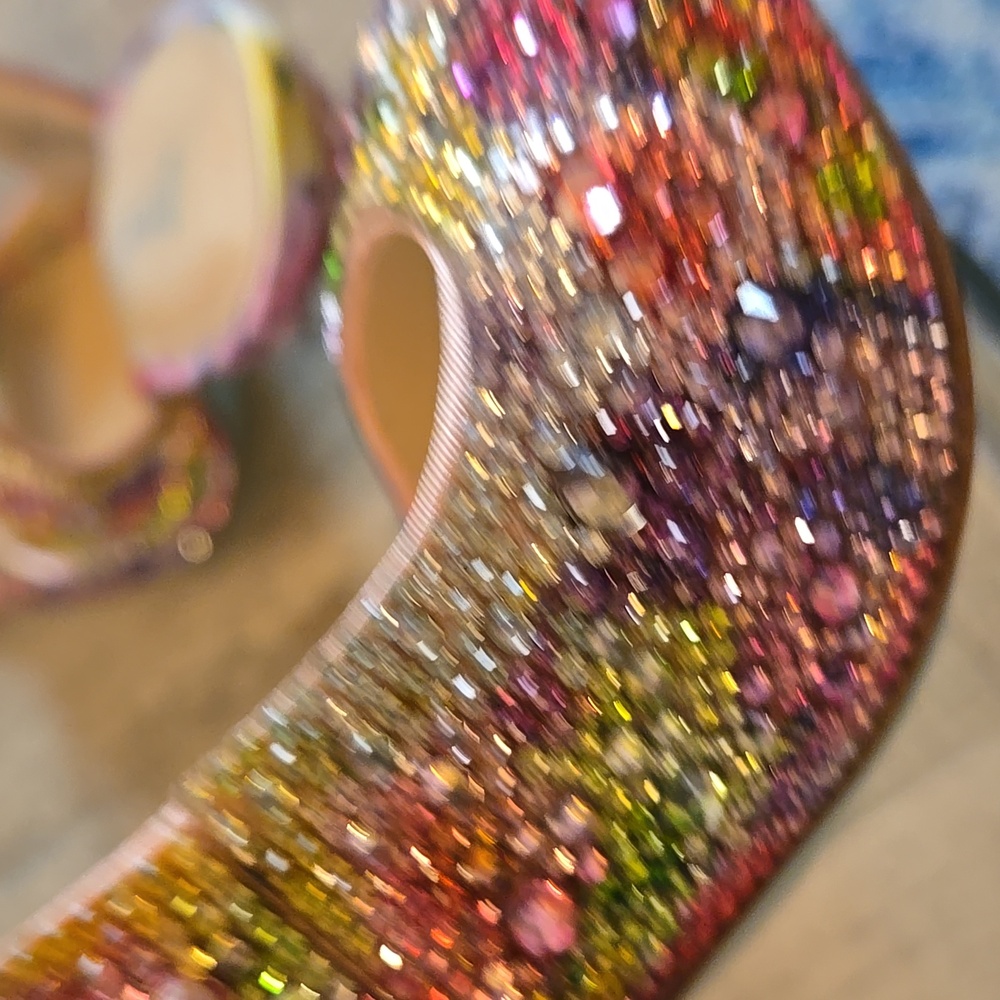 Betsey Johnson Floral Mina Crystal Pink Embellished 4" Heels. New Without Box. - Picture 12 of 17